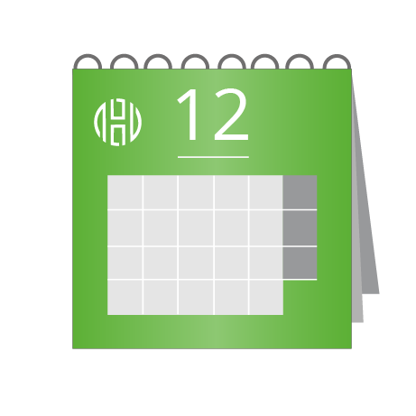 12 Blatt Wandkalender mit Deckblatt